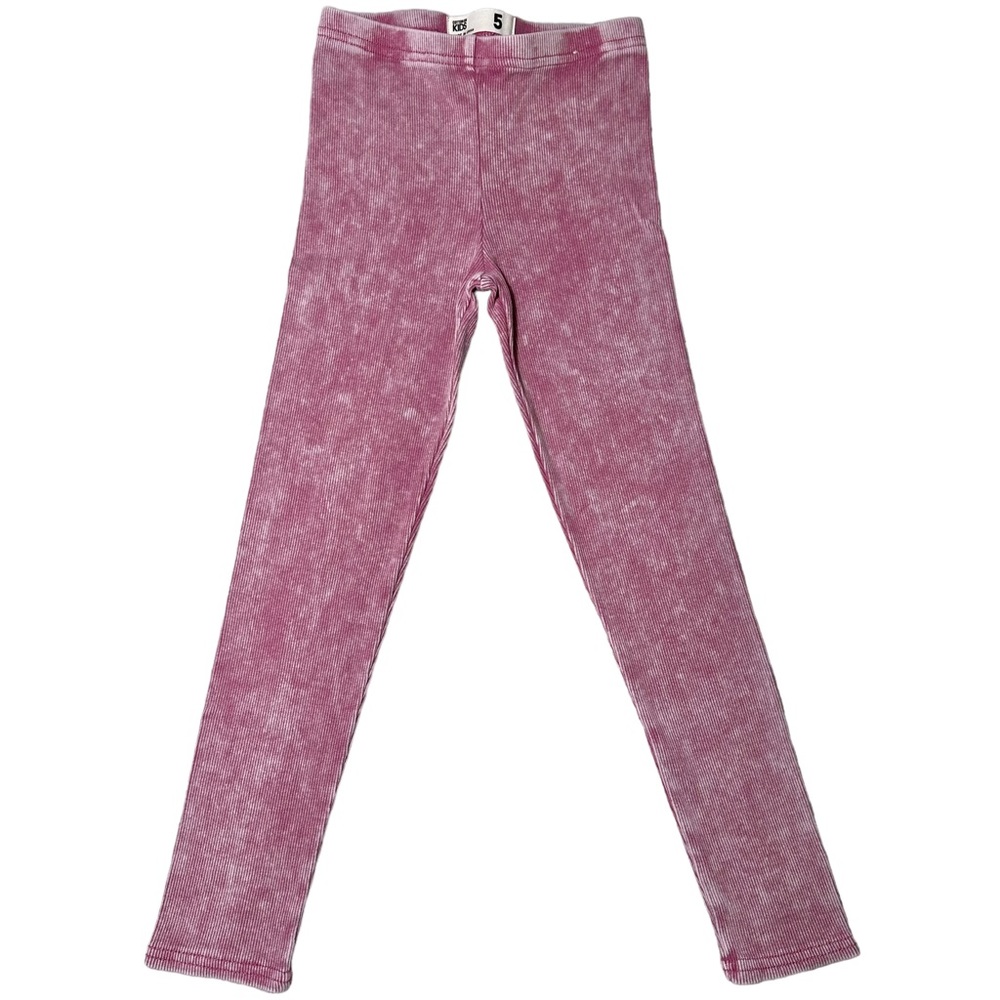 Girl's Cotton On Kids Pink Acid Washed Ribbed Leggings - Size 5